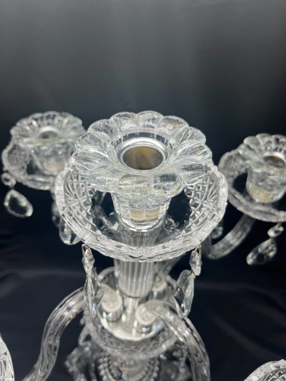 Romanian Ornate Fine Crystal Candelabra - Picture 6 of 11